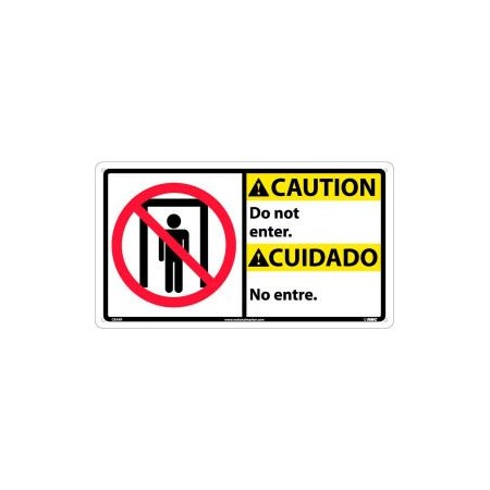 National Marker Co Bilingual Plastic Sign - Caution Do Not Enter CBA9R